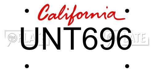 UNT696 California License Plate