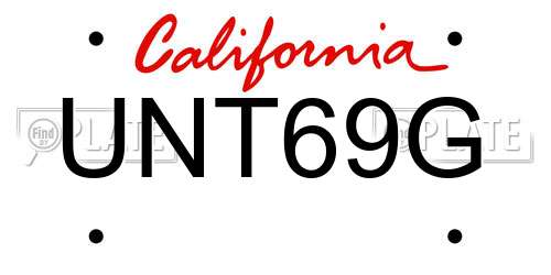 UNT69G California License Plate