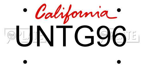 UNTG96 California License Plate