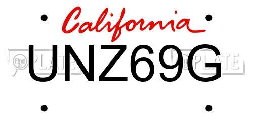 UNZ69G California License Plate