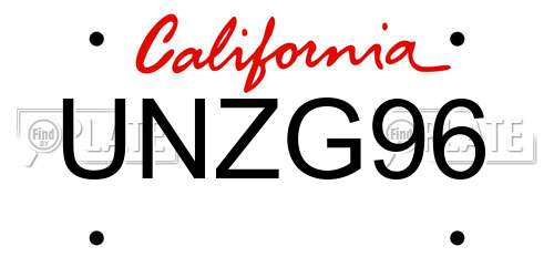UNZG96 California License Plate