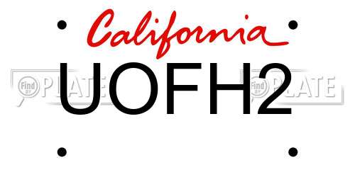 UOFH2 California License Plate