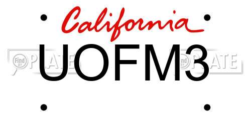 UOFM3 California License Plate