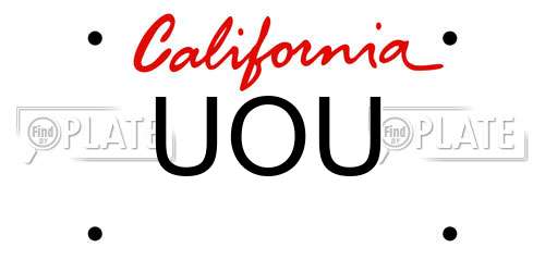 UOU California License Plate