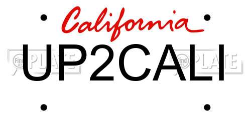 UP2CALI California License Plate