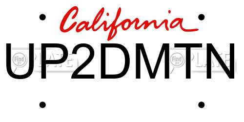 UP2DMTN California License Plate