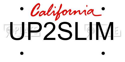 UP2SLIM California License Plate