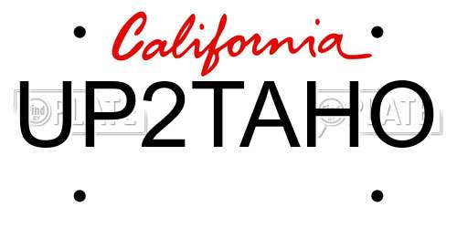 UP2TAHO California License Plate