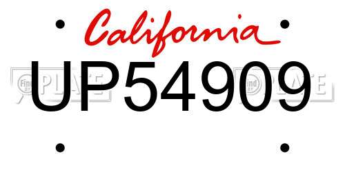 UP54909 California License Plate
