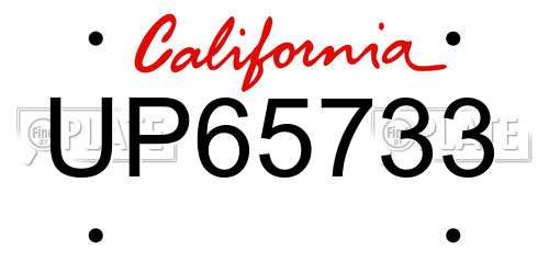 UP65733 California License Plate