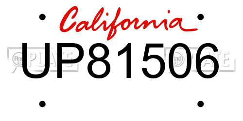 UP81506 California License Plate