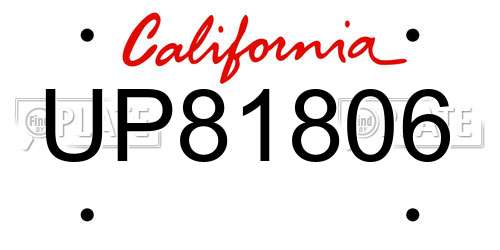 UP81806 California License Plate