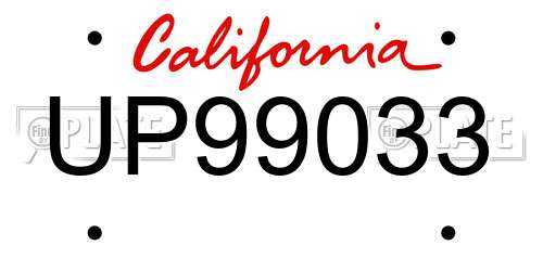 UP99033 California License Plate