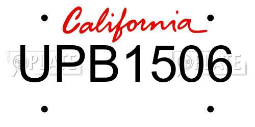 UPB1506 California License Plate