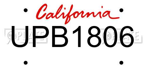 UPB1806 California License Plate