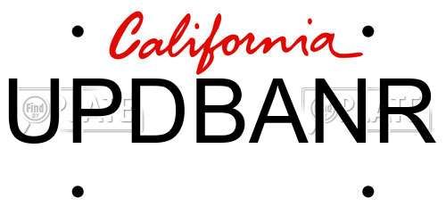 UPDBANR California License Plate