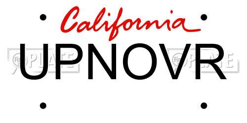 UPNOVR California License Plate