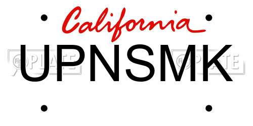 UPNSMK California License Plate