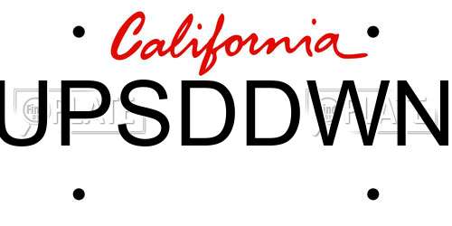 UPSDDWN California License Plate