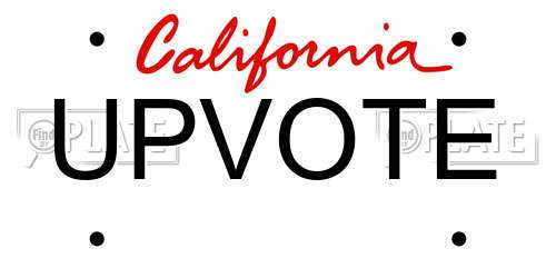UPVOTE California License Plate