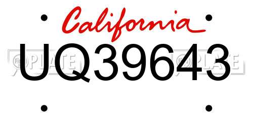 UQ39643 California License Plate