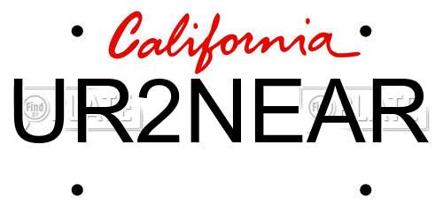 UR2NEAR California License Plate