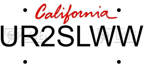 UR2SLWW California License Plate