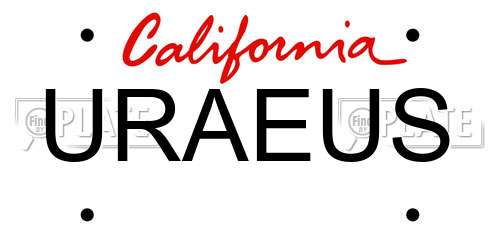 URAEUS California License Plate