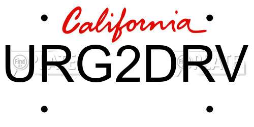 URG2DRV California License Plate