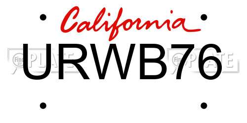 URWB76 California License Plate