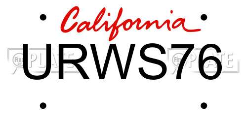 URWS76 California License Plate