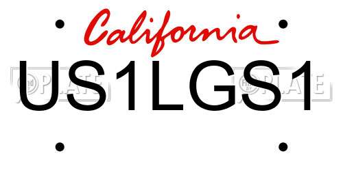 US1LGS1 California License Plate