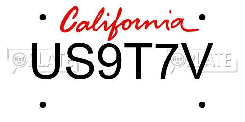 US9T7V California License Plate