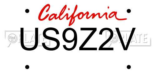 US9Z2V California License Plate