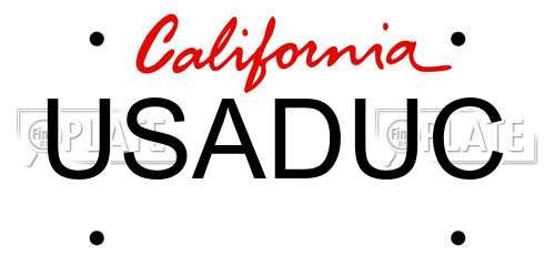 USADUC California License Plate