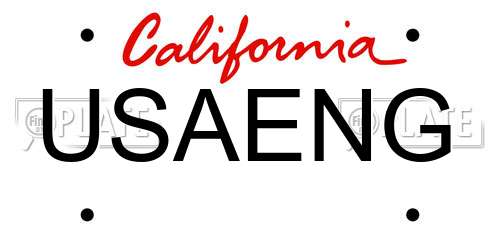 USAENG California License Plate