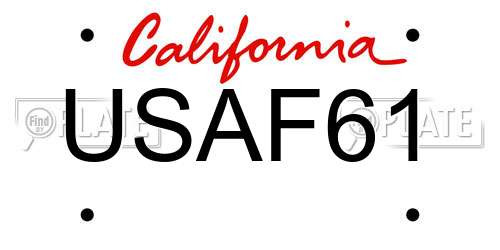 USAF61 California License Plate