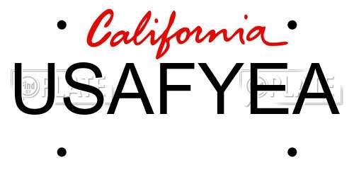 USAFYEA California License Plate