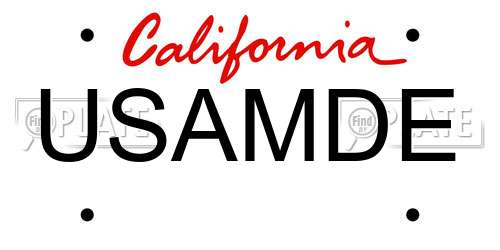 USAMDE California License Plate