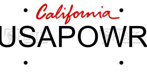 USAPOWR California License Plate