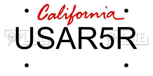 USAR5R California License Plate