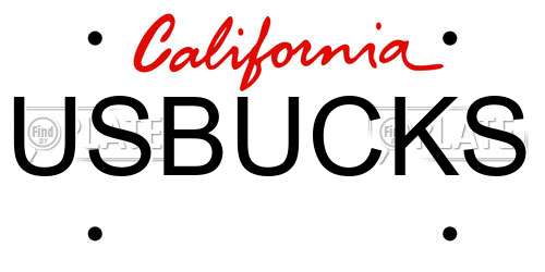 USBUCKS California License Plate