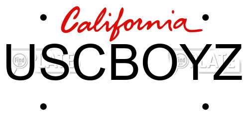 USCBOYZ California License Plate