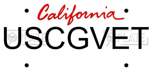 USCGVET California License Plate