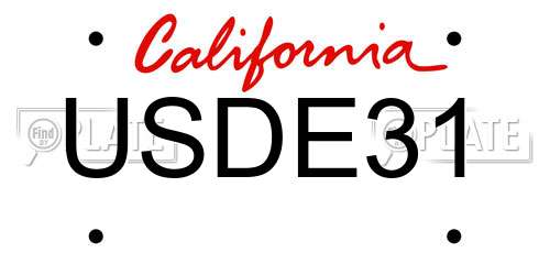 USDE31 California License Plate