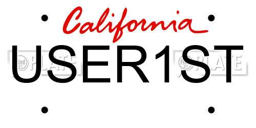 USER1ST California License Plate