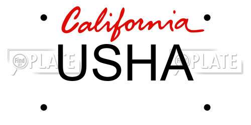 USHA California License Plate