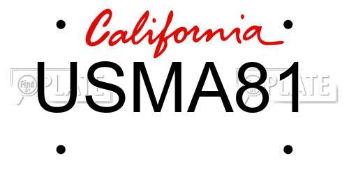 USMA81 California License Plate