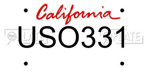 USO331 California License Plate