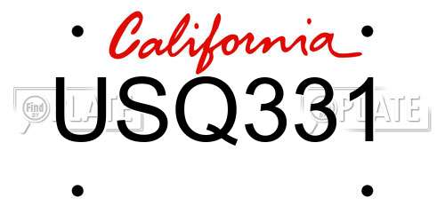 USQ331 California License Plate